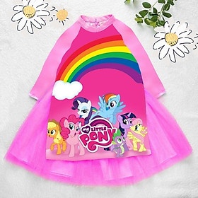 Áo dài cách tân cho bé gái hình Pony- công chúa từ 12-42kg. Vải phi lụa, chân váy ren có lót bên trong