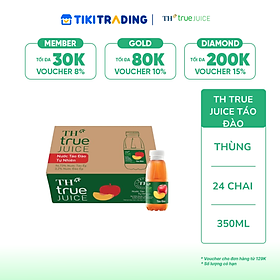 Thùng 24 chai nước trái cây TH true JUICE táo đào tự nhiên (350ml/chai)