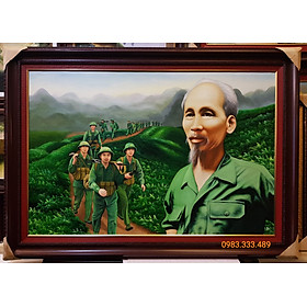 Mua Tranh vẽ sơn dầu Bác cùng bộ đội hành quân ( KT 100*140cm)