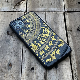 Ốp lưng mạ vàng thủ công họa tiết trống đồng dành cho iPhone 11 Pro Max