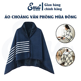 Áo choàng văn phòng kiêm chăn công sở 2 lớp dày dặn, chăn flannel, chăn cài cúc, chăn khăn choàng văn phòng