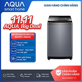 Máy giặt Aqua 7.2 kg AWM72-316K(S) - Bảo hành 2 năm - Hỗ trợ lắp đặt - Hàng chính hãng