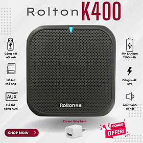 Mua Loa trợ giảng ROLTON K400 – Công suất 5W  Kết nối đa dạng USB Thẻ nhớ Micro SD AUX In  Pin Lithium 1200mAh 10-15 tiếng sử dụng  Âm thanh sống động  Nhỏ gọn tiện lợi  Mic đeo tai rõ nét  Giải pháp cho giảng dạy  hướng dẫn viên  bán hàng - Hàng nhập khẩu