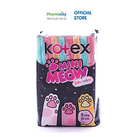 Băng vệ sinh Kotex Mini Meow siêu mềm 24cm (Gói 8 miếng)