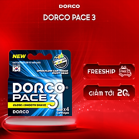 DORCO PACE 3 – Dao Cạo Râu Hàn Quốc 3 Lưỡi - Hộp 4 Đầu Cạo