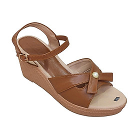 Giày Sandal Nữ Đế Xuồng HÀ NAM Da Bò Thật Thời Trang Cao Cấp 7cm DNU2148 - Màu Vàng - 35