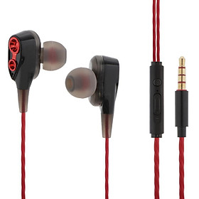 Dual Coil Wired Sports In-Ear Earphones Built-in Mic Noise-isolating Earbuds