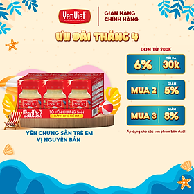 Khay yến sào nguyên chất chưng sẵn trẻ em Yến Việt Nest IQ, 15%-18% tổ yến, bổ sung taurin, vitamin D3, canxi, 6 lọx70ml