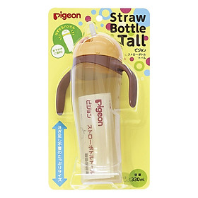 Bình Uống Nước Tay Cầm Có Ống Hút Pigeon D74111200 (330ml) - Màu Vàng