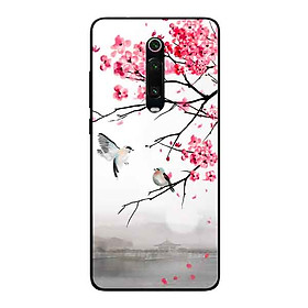 Ốp Lưng in cho Xiaomi Redmi K20 Pro Mẫu Chim Nền Anh Đào - Hàng Chính Hãng
