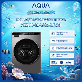 [SẮP RA MẮT 2026] Máy giặt cửa trước AQUA Inverter 10kg AW10-BP2533L(S8) - Bảo hành 2 năm - Freeship toàn quốc - Hàng chính hãng