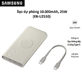 Mua Pin Dự Phòng Không Dây Samsung 10.000mAh 25W (EB-U2510) (kèm cáp Type-C 0.2m) - Hàng Chính Hãng