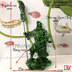 Mua Tượng Đá Phong Thủy Quan Công Cầm Đao - Màu Xanh Lục Bích