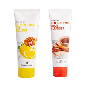 Combo làm sạch da dành cho da lão hóa Ra&Gowoori 2 (Gel Tẩy Tế Bào Chết Mật Ong Chanh Real Kill 9.9 Ra& Gowoori (160 ml)+Sữa Rửa Mặt Hồng Sâm Real Kill 9.9 Ra&Gowoori (120 ml))