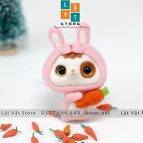 Bộ len chọc Mèo Mộng Mơ có hướng dẫn, needle felting cat, quà tặng handmade ý nghĩa