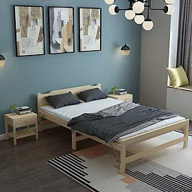 Giường ngủ gỗ thông xếp gọn tặng kèm đệm, gấp gọn tiện dụng với 5 kích thước chiều ngang phù hợp nhiều không gian gia đình