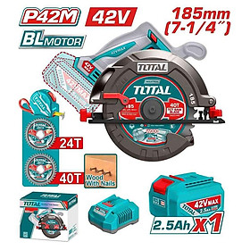 MÁY CƯA ĐĨA TRÒN KHÔNG CHỔI THAN DÙNG PIN 42V TSLI4218511 TOTAL -HÀNG CHÍNH HÃNG