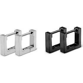 Bông tai nam khoen hình vuông titan không đen tt 2426 - 1 cặp