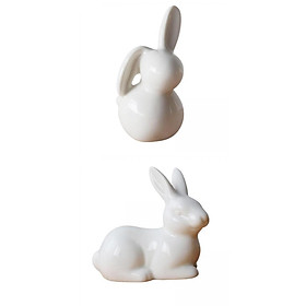 2x Modern Rabbit Figurine Easter Bunny Statue Desk Garden Decor Crafts