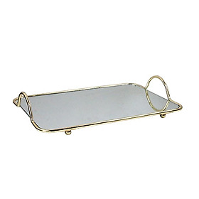 Mirror Tray Gold Display Vintage Jewelry Perfume for Bedroom Makeup Small