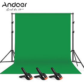 Andoer 2 * 3m/6.6 * 10ft Studio Photography Green Screen Backdrop Background Washable Polyester-Cotton Fabric with 2 *