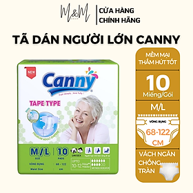 TÃ DÁN NGƯỜI LỚN CANNY SIZE M/L 10 MIẾNG/GÓI siêu mềm, siêu thấm hút vòng bụng 68-122cm