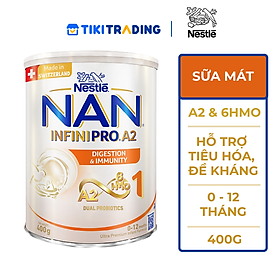 Sữa bột NAN INFINIPRO A2 1 với công thức đầu tiên chứa đạm A2, 6HMO & Lợi khuẩn kép nhập khẩu Thụy Sĩ - Hộp 400g (0 - 12 tháng)