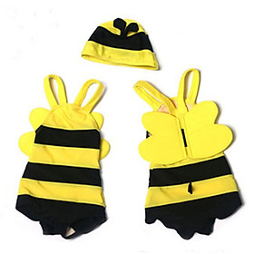 9i9 long love long baby swimsuit boys and girls children's jumpsuit small bee models hot spring bathing suit swimming cap set baby swimsuit 1900141 L