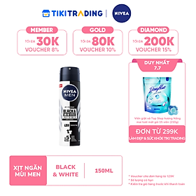 Xịt Ngăn Mùi NIVEA MEN Black&White Ngăn Vệt Ố Vàng Vượt Trội - Hương Nhẹ Nhàng (150 Ml) - 82241