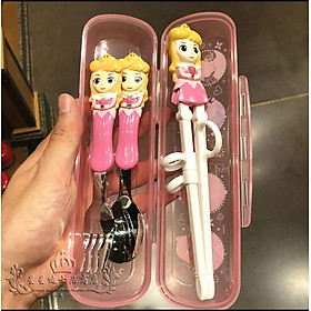 Set bộ 3 món muỗng + đũa + nĩa Disney hình Aurora tập ăn cao cấp cho trẻ em