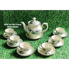 Mua Ấm chén Bát Tràng cao cấp  Men kem chỉ vàng kim