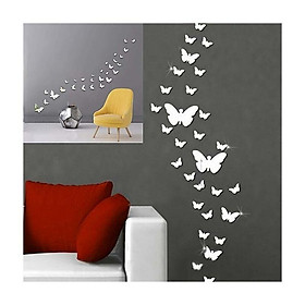 30 miếng dán tường hiệu ứng gương papillon bạc trang trí gương cho đồ nội thất phòng khách phòng ngủ truyền hình keo dán tường acrylic stick thiết kế