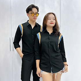 Áo Sơ Mi Vải Đũi Phối Họa Tiết Thời Trang - Sơ Mi Nam Nữ Vải Đũi Thoáng Mát Form Chuẩn Phong Cách Hàn Quốc