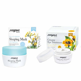 Combo Kem Dưỡng Da Vùng Mắt Vitamin E 15g Và Mặt Nạ Ngủ Với Gigawhite Và Collagen 30g Nagano - Creamy Eye Treatment & Sleeping Mask Nagano