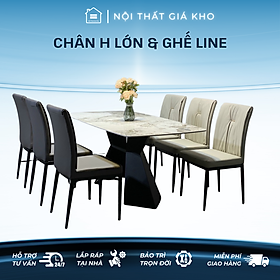 Bàn ăn mặt đá Pandora Bóng kết hợp cùng ghế Line