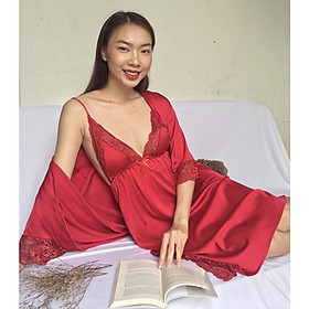 Combo Áo choàng và Váy ngủ Lụa cao cấp Rose Sleepwear