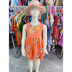 Đầm Váy Bé Gái Size 7-23Kg, 5 Tháng Đến 6 Tuổi Hoa Cam,Kết 3 Nơ, Thiết Kế