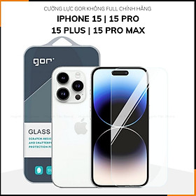 Cường lực GOR ip 15 plus ip 15 pro max trong suốt KHÔNG FULL MÀN chống bám vân tay