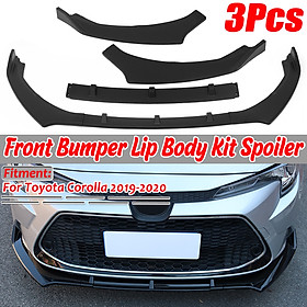 3PCS Matte Black Front Bumper Lip Body Kit Spoiler For Toyota Corolla 2019 2020