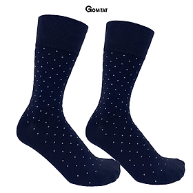 Tất vớ nam công sở cổ cao đi giày tây GOMTAT họa tiết chấm bi, chất liệu cotton cao cấp thoáng khí - GOM-CHAMBI-1DOI - 1 XANH BI TRẮNG