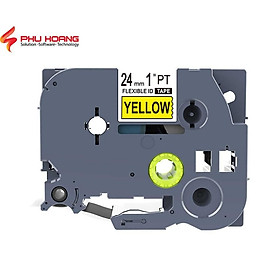Mua Nhãn in TZ2-FX651  Khổ rộng 24mm  chữ đen nền vàng( Black on Yellow)  siêu dẻo  bám dính cao  chống thấm nước.