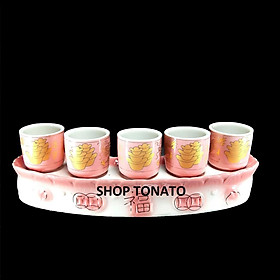 Mua CHUNG BỘ 5 LY THỜ CÚNG CONG HỒNG CAO 8CM