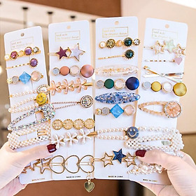 Set 8 Kẹp Tóc Ngọc Trai Sang Chảnh Cho Phái Đẹp - Tặng gương cầm tay mini ( giao ngẫu nhiên )