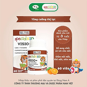 [Hộp 60 viên] TPBVSK Special Kid Visio+ Viên ngậm, nhai cho đôi mắt khoẻ mạnh, giảm mỏi mắt, khô mắt [Nhập khẩu Pháp]