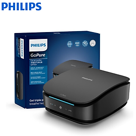 Máy khử mùi, lọc không khí trong ô tô thương hiệu cao cấp Philips GP7501 cảm biến hiển thị hệ màu AQI, công nghệ lọc HESAMax kết hợp đèn UVC led- Hàng chính hãng