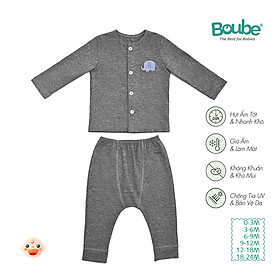 Bộ quần áo dài tay cúc thẳng cho em bé sơ sinh và trẻ nhỏ nhiều màu sắc Boube, Vải cotton organic thoáng mát- Size 0-24M