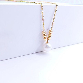 Dây chuyền kiểu bi kết hợp ngọc trai mạ vàng sang trọng