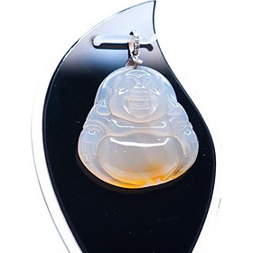 Mặt dây chuyền Phật Di Lặc Mã Não trắng PDPDLWAGA01 - Vietgemstones