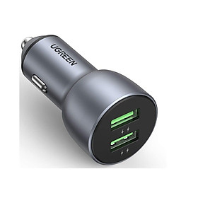 Củ Sạc xe chuẩn quick charge 3.0 QC3.0 36W 2 cổng màu bạc Ugreen 10144 CD213 Hàng chính hãng