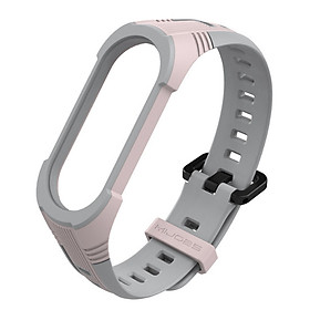 Dây đeo thay thế cho Xiaomi Miband 5, 3 và 4 , khóa gài kim kiểu dán thể thao viền màu 4 gốc dày chống sốc MB16
